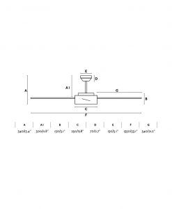 Ventilador DC con luz negro Ø 132 cm HYDRA LED medidas