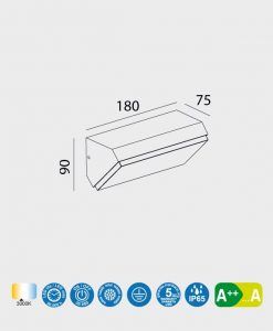 Aplique 9W SOLDEN LED medidas