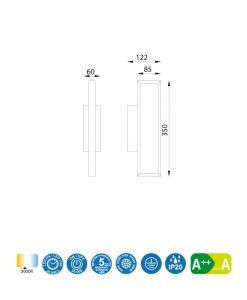 Aplique minimalista 10W DURBAN LED medidas