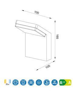 Aplique exterior 6W ALPINE LED medidas
