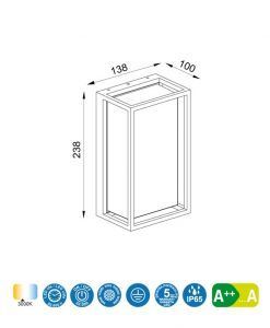 Aplique 9W CHAMONIX LED medidas