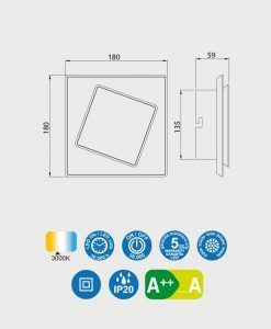 Aplique negro 12W DAKLA LED medidas
