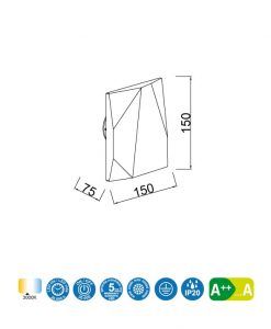Aplique yeso blanco 10W COOK LED medidas