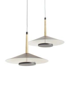 Lámpara 2 luces negra cuero y latón 16W ORION LED