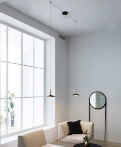 Lámpara 2 luces negra cuero y latón 16W ORION LED ambiente