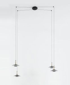 Lámpara 4 luces negra cuero y latón 32W ORION LED