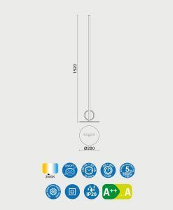Lámpara de pie 24W KITESURF LED medidas