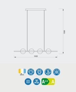 Lámpara lineal negra y dorado 32W CUBA LED medidas nuevas