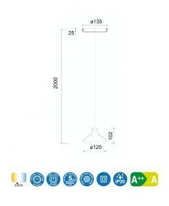 Lámpara negra 8W ANTARES LED medidas