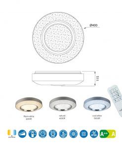 Plafón dimable 24W Ø 40 cm SANTORINI medidas