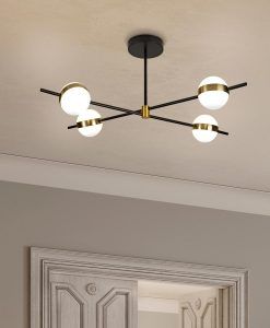 Semi plafón negra y dorado 32W CUBA LED ambiente