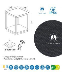 Sobremuro solar con sensor movimiento MERIBEL LED medidas