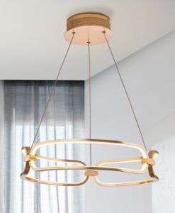 Colgante 47 cm Ø acabado oro rosa COLETTE LED ambiente 2