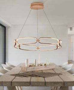 Colgante 80 cm Ø acabado oro rosa COLETTE LED ambiente