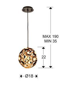 Lámpara 18 cm Ø oro rosa NARISA E27 medidas