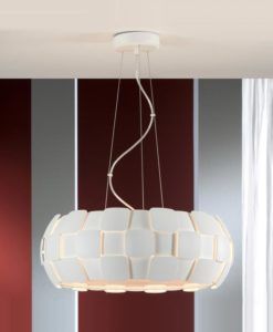 Lámpara 54 cm Ø blanco roto mate QUIOS E27 ambiente