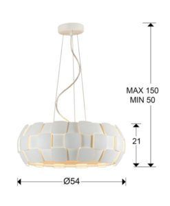 Lámpara 54 cm Ø blanco roto mate QUIOS E27 medidas