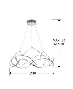 Lámpara 80 cm Ø cromo MOLLY LED medidas