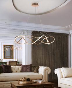 Lámpara acabado oro rosa 110 cm Ø MOLLY LED ambiente