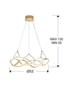 Lámpara acabado oro rosa 53 cm Ø MOLLY LED medidas