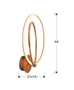Lámpara aplique oro rosa OCELLIS LED medidas