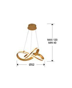 Lámpara colgante 46 cm Ø dorada LAZAS LED medidas