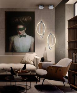 Lámpara cromada 22 cm Ø OCELLIS LED ambiente