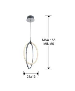 Lámpara cromada 22 cm Ø OCELLIS LED medidas