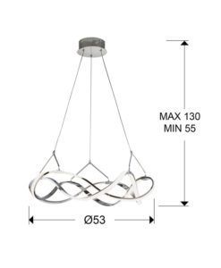 Lámpara cromada 53 cm Ø MOLLY LED medidas