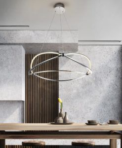 Lámpara cromada 80 cm Ø OCELLIS LED ambiente