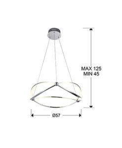 Lámpara cromo 60 cm Ø OCELLIS LED medidas