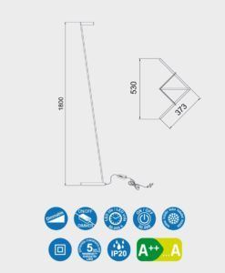 Lámpara de pie dimable VECTOR LED medidas