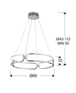 Lámpara de techo 60 cm Ø cromo COLETTE LED medidas
