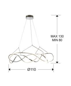 Lámpara de techo cromo 110 cm Ø MOLLY LED medidas