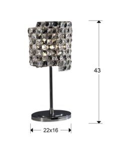 Lámpara de mesa de cristal y cromo SATEN G9 medidas