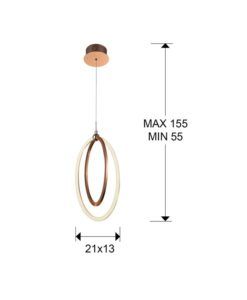 Lámpara oro rosa 22 cm Ø OCELLIS LED medidas