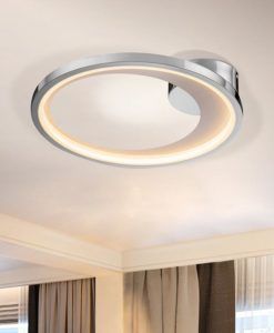 Lámpara plafón 43 cm Ø cromo LARIS LED ambiente