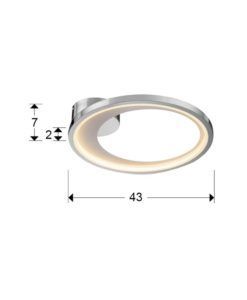 Lámpara plafón 43 cm Ø cromo LARIS LED medidas