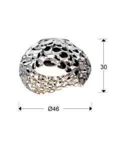 Lámpara plafón 47 cm Ø cromo NARISA G9 medidas