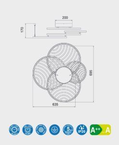 Lámpara plafón COLLAGE 60W LED medidas