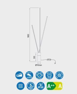 Pie de salón 60W dimable VERTICAL LED medidas