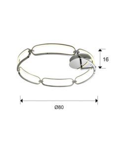 Plafón 80 cm Ø acabado cromo COLETTE LED medidas