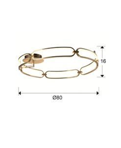 Plafón 80 cm Ø acabado oro rosa COLETTE LED medidas