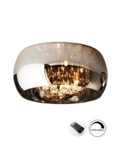 Plafón dimable 40 cm Ø acabado cromo y cristal ARGOS