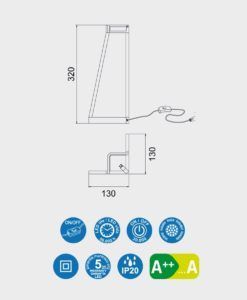 Sobremesa acabado MINIMAL LED medidas