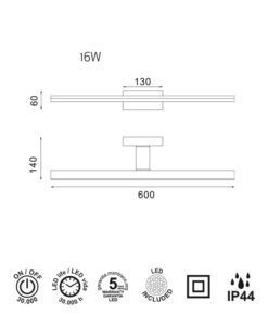 Aplique LED 16W IP44 MORNE medidas