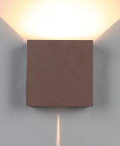 Aplique DAVOS XL LED 20W acabado corten detalle haz de luz