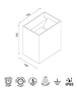 Aplique DAVOS XL LED 20W medidas