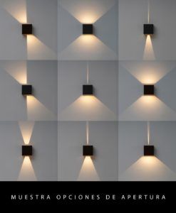 Luminaria aplique DAVOS XL LED 20W negro arena detalles de haz de luz