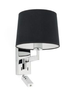 Aplique con lector LED cromo y negro ARTIS